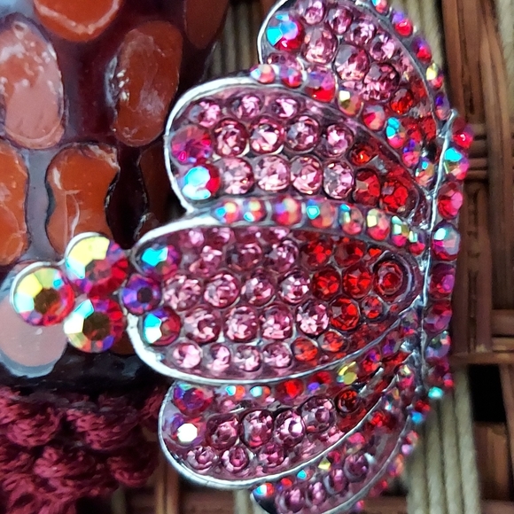 Large Pink Rhinestone Crown Brooch - Picture 2 of 4